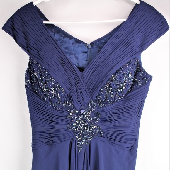 NWT  Camille Women Embellished Dark Blue Maxi Dress Size 8 ! - Picture 4 of 5